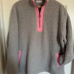 Chic Soul Gray and Pink Sherpa Jacket